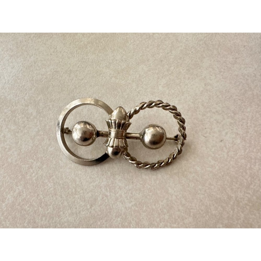Antique Solid Sterling Silver Double Circle Spher… - image 2